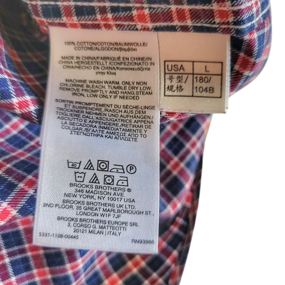 Brooks Brothers // M's Regent Fit Plaid Button Down Shirt // XL // Red & Blue - Picture 10 of 10